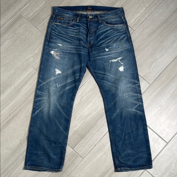 Polo by Ralph Lauren Blue Straight-Leg Jeans with Distressed Details - Picture 1 of 9